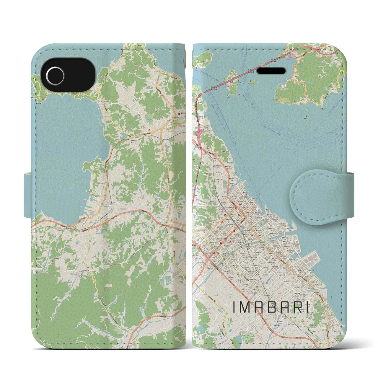 【今治(愛媛県)】地図柄iPhoneケース(手帳タイプ)