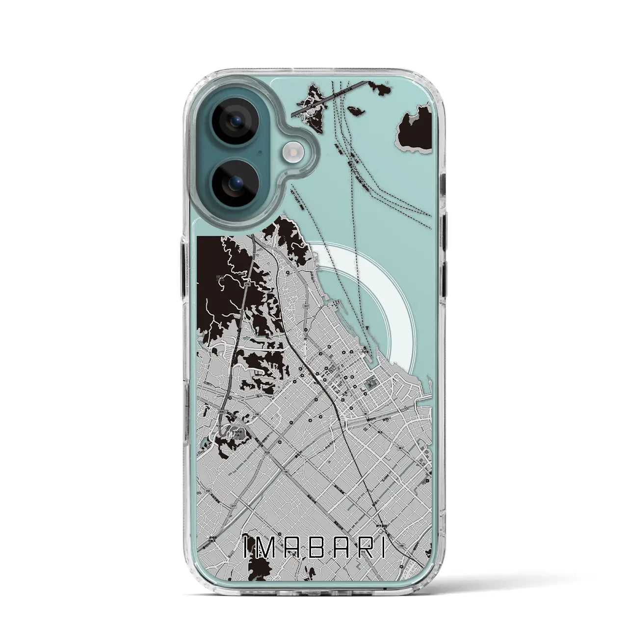 【今治(愛媛県)】地図柄iPhoneケース(MagSafeタイプ)モノトーン・iPhone 16 Pro 用