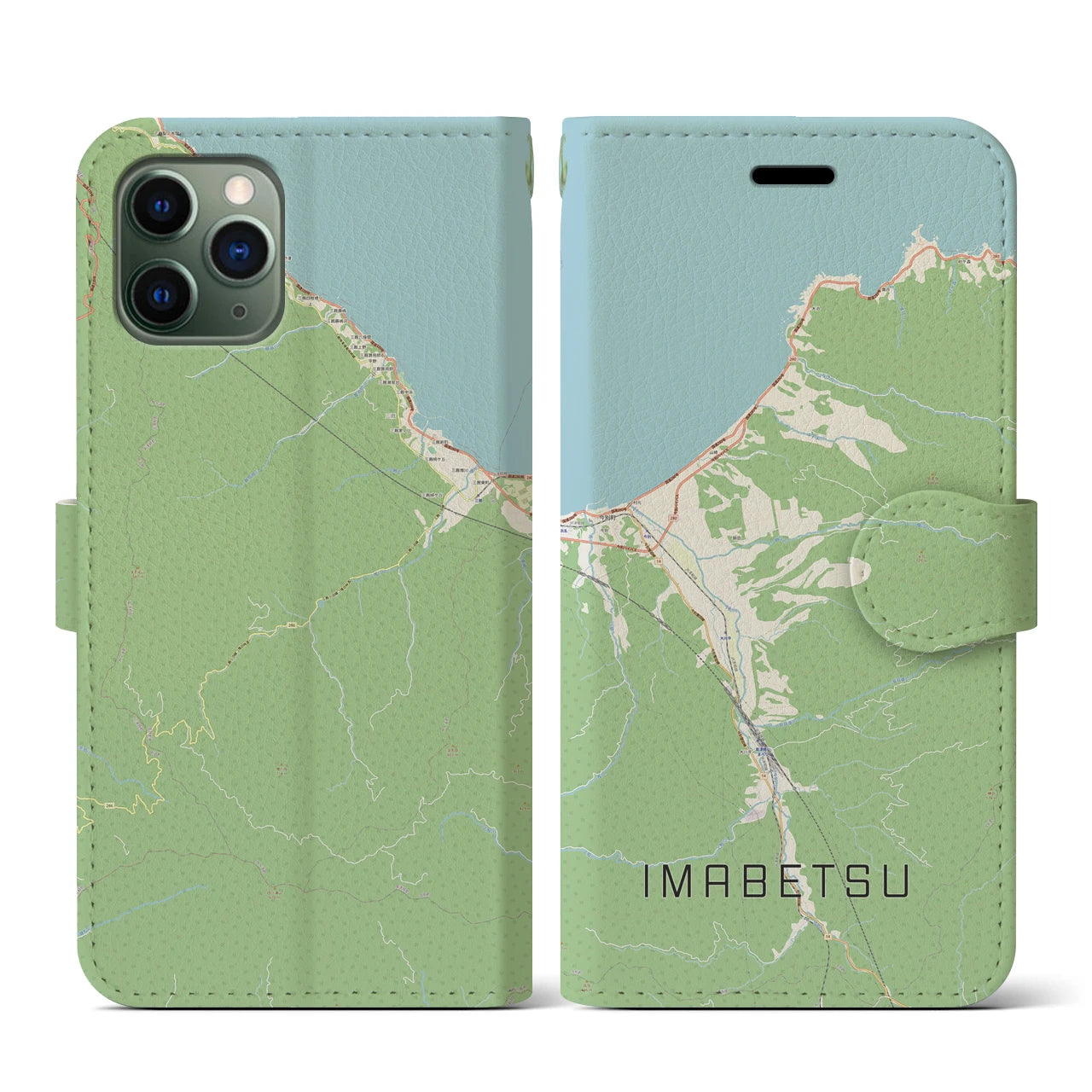 【今別(青森県)】地図柄iPhoneケース(手帳タイプ)ナチュラル・iPhone 11 Pro 用