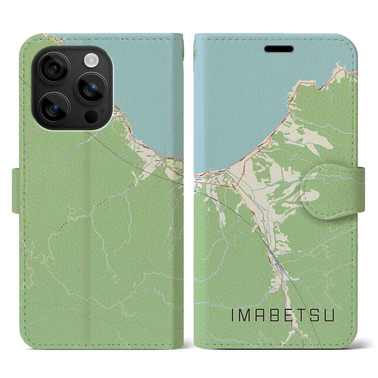 【今別(青森県)】地図柄iPhoneケース(手帳タイプ)ナチュラル・iPhone 16 用