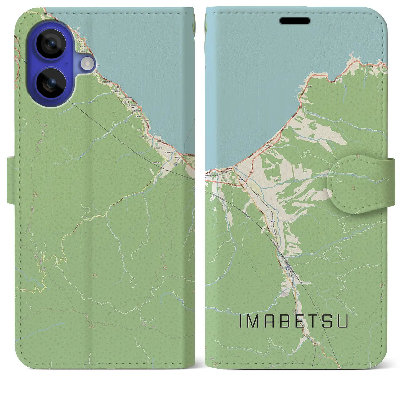 【今別(青森県)】地図柄iPhoneケース(手帳タイプ)ナチュラル・iPhone 16 Pro Max 用
