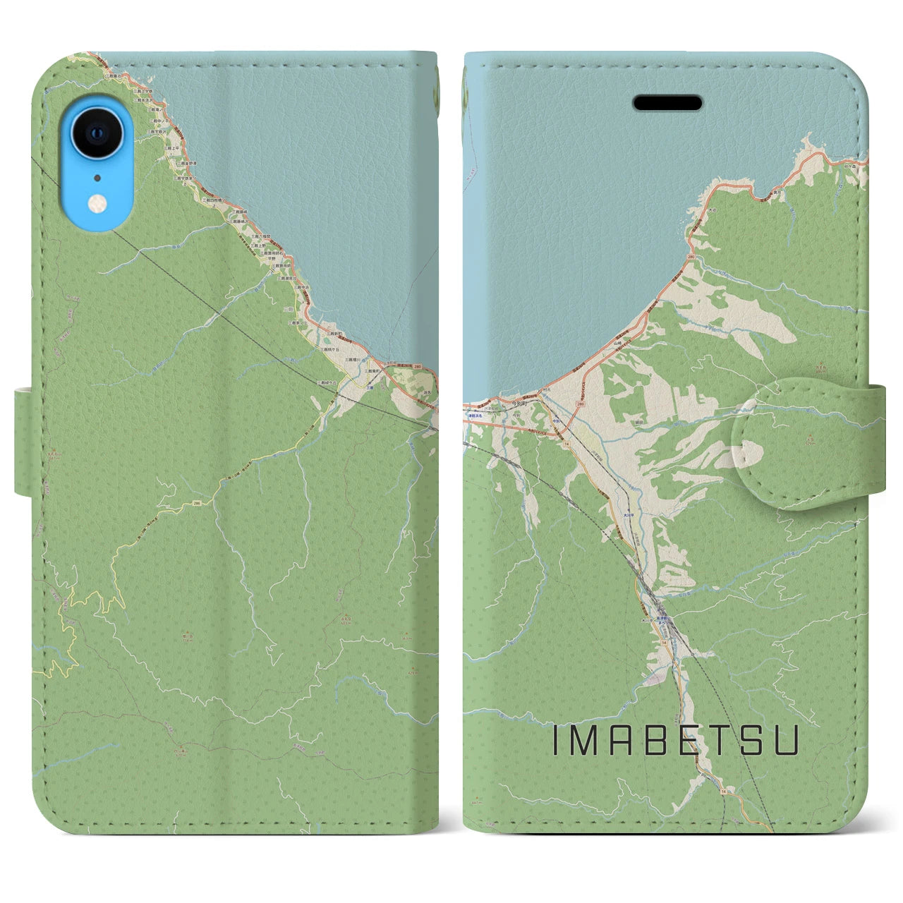 【今別(青森県)】地図柄iPhoneケース(手帳タイプ)ナチュラル・iPhone XR 用