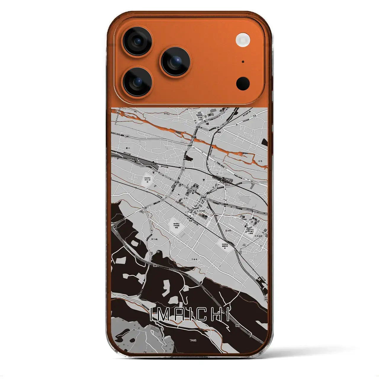 【今市(栃木県)】地図柄iPhoneケース(クリアタイプ)モノトーン・iPhone 17 Pro Max 用