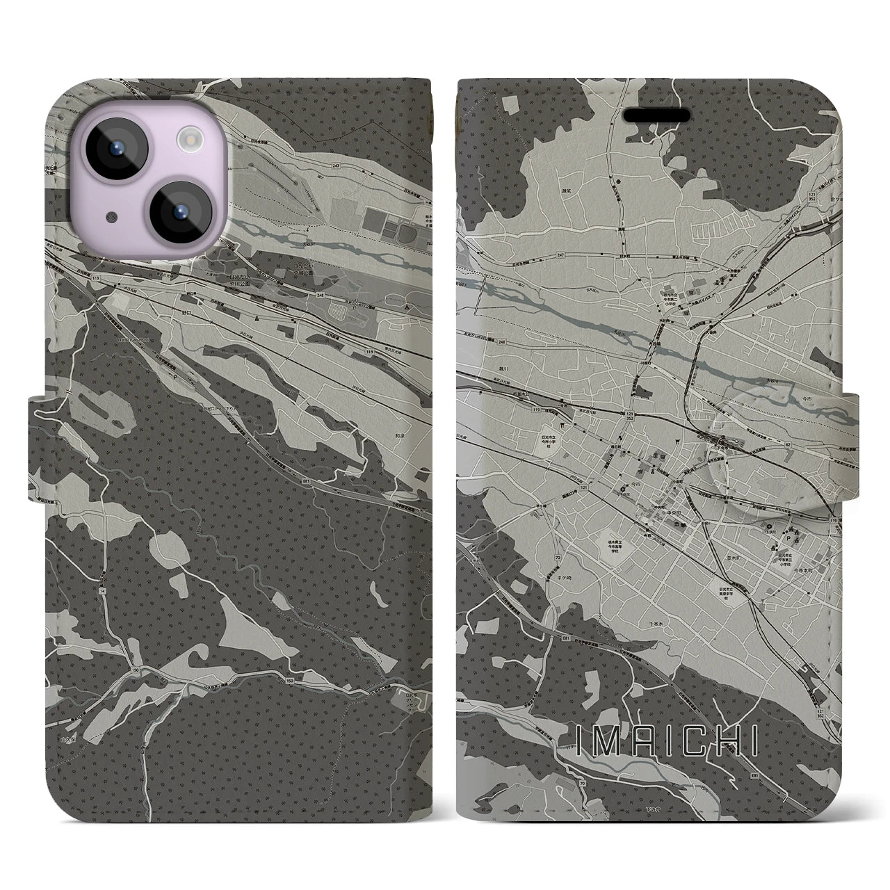 【今市(栃木県)】地図柄iPhoneケース(手帳タイプ)
