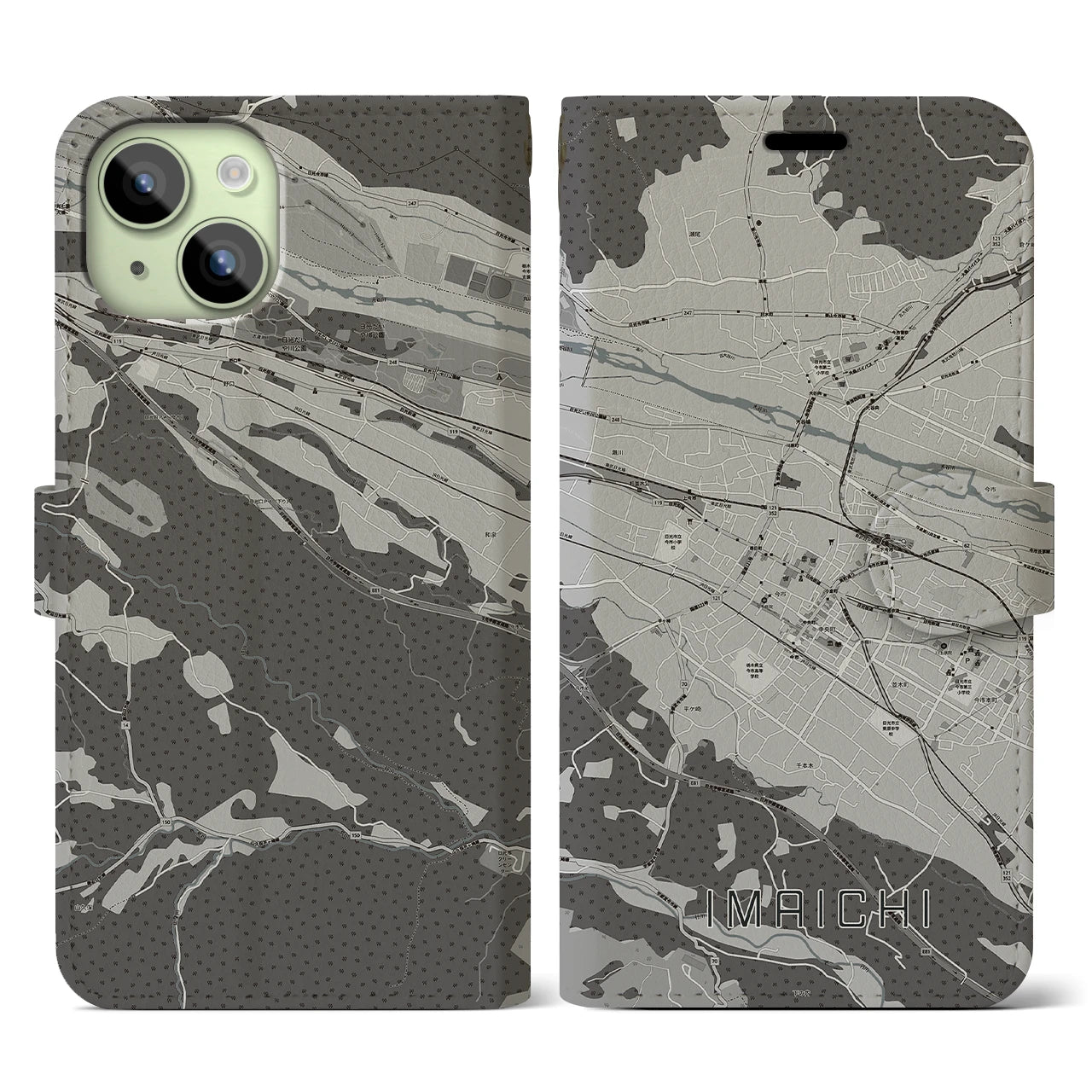【今市(栃木県)】地図柄iPhoneケース(手帳タイプ)