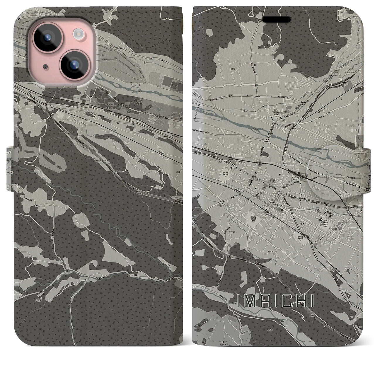 【今市(栃木県)】地図柄iPhoneケース(手帳タイプ)
