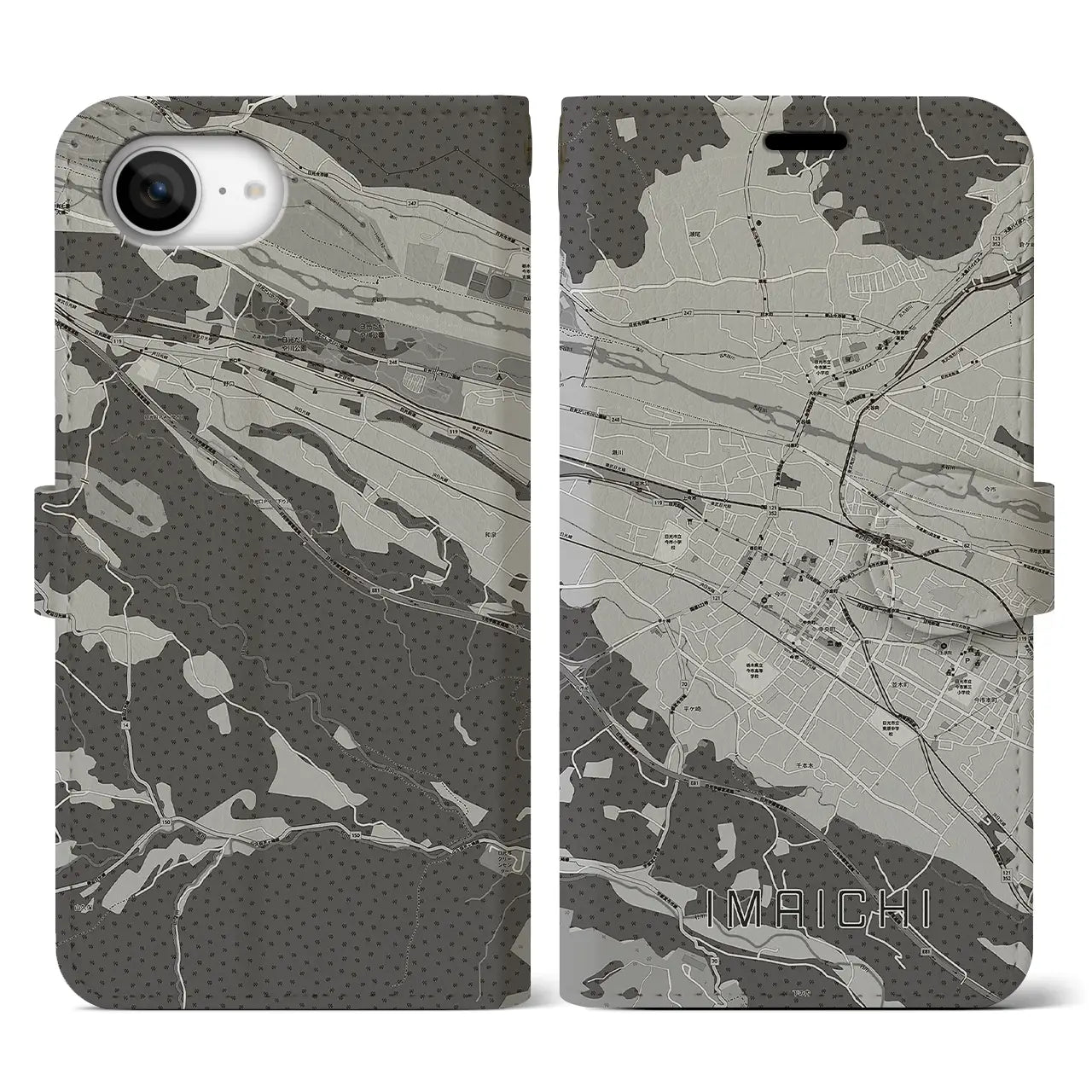 【今市(栃木県)】地図柄iPhoneケース(手帳タイプ)