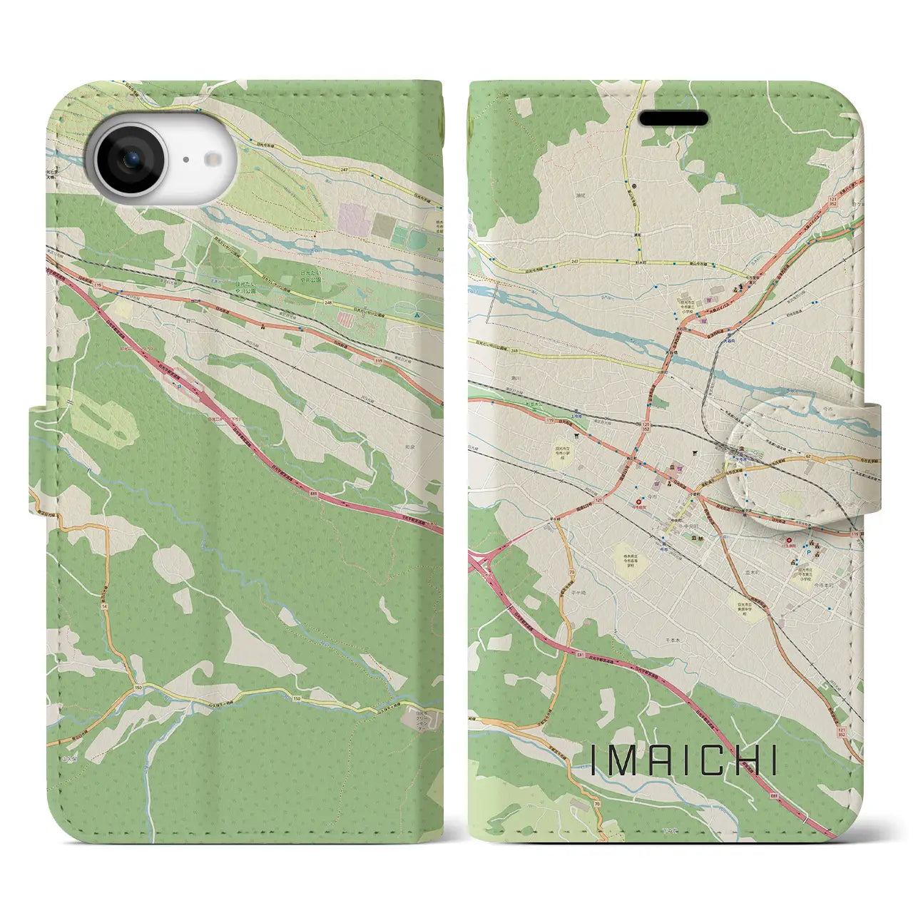 【今市(栃木県)】地図柄iPhoneケース(手帳タイプ)