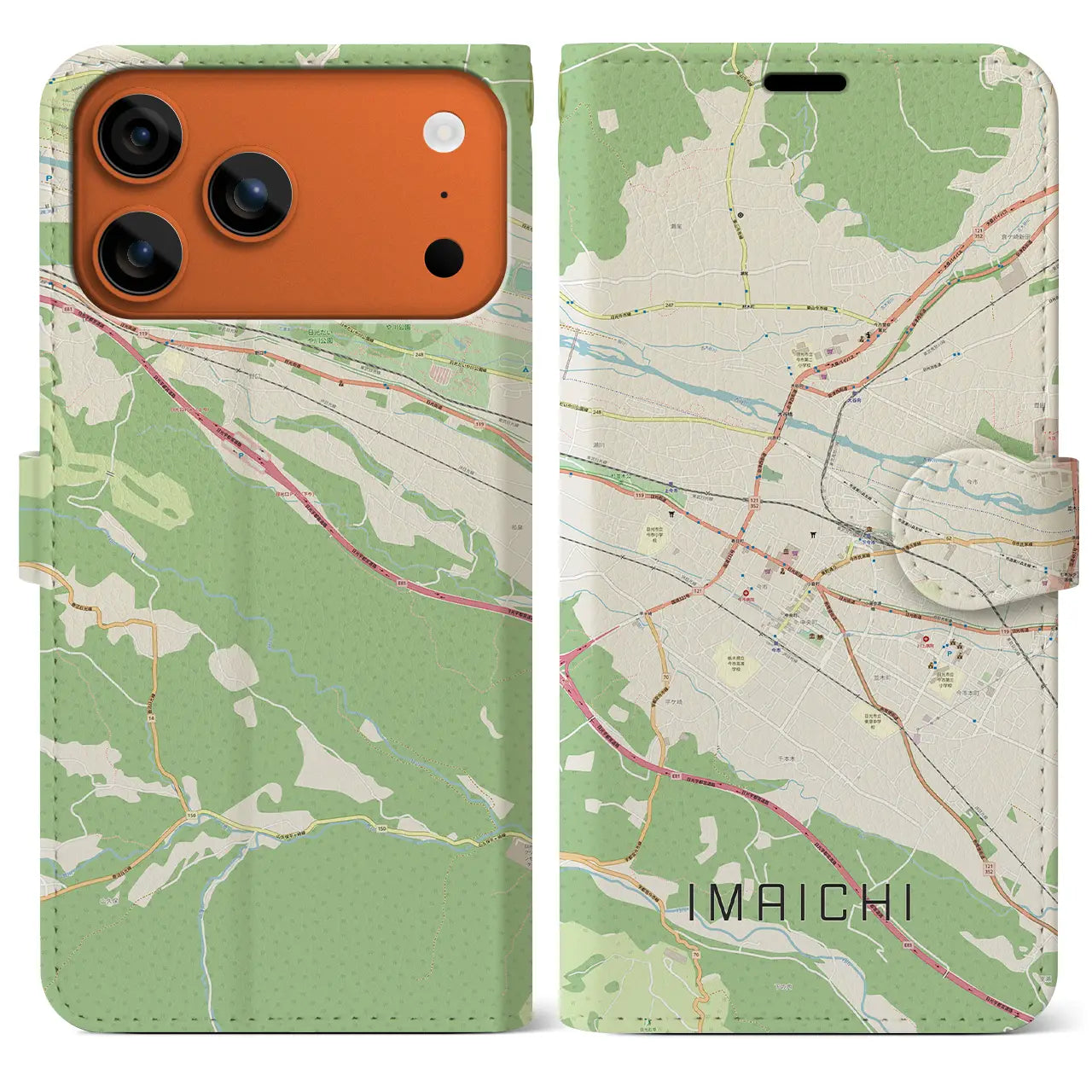 【今市(栃木県)】地図柄iPhoneケース(手帳タイプ)