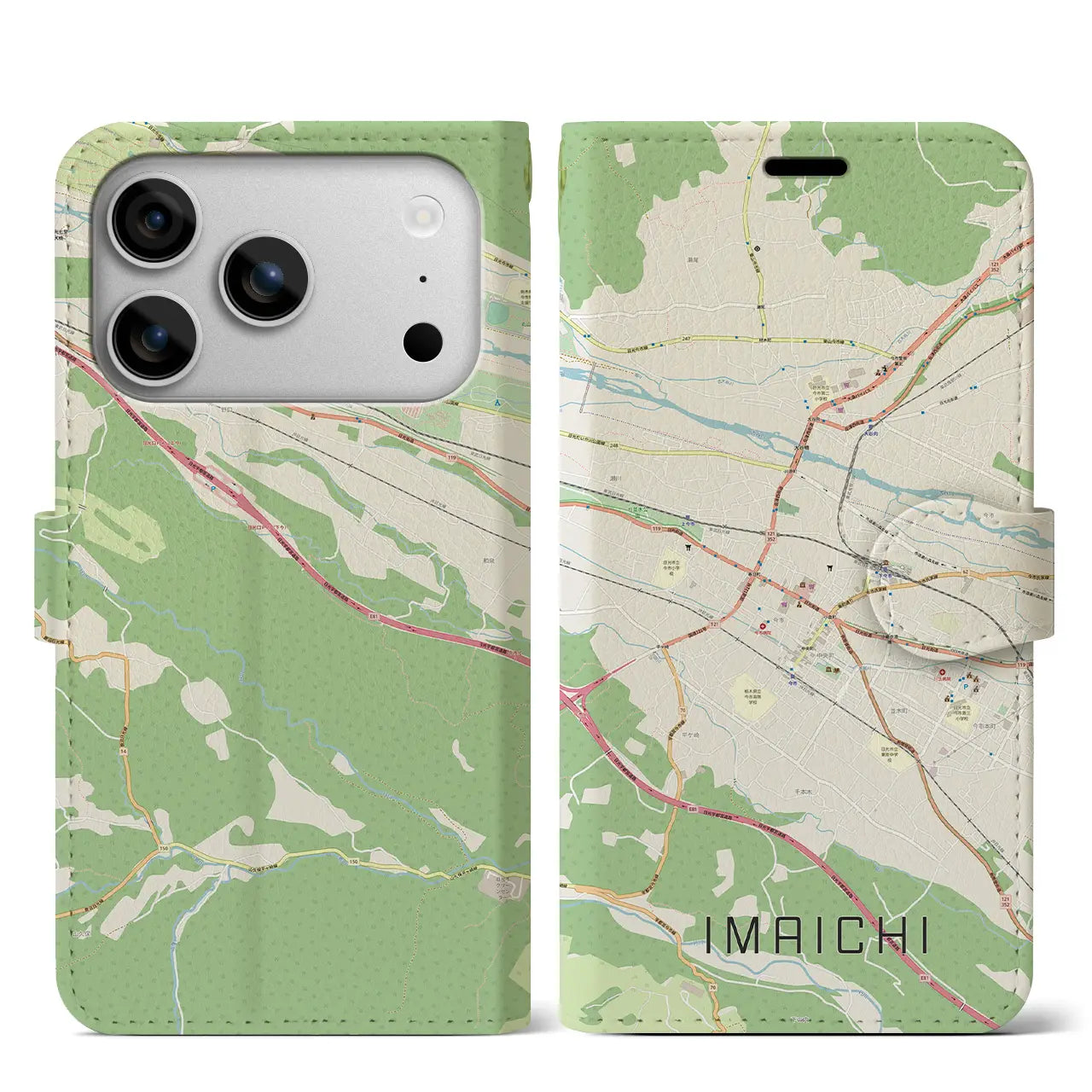 【今市(栃木県)】地図柄iPhoneケース(手帳タイプ)