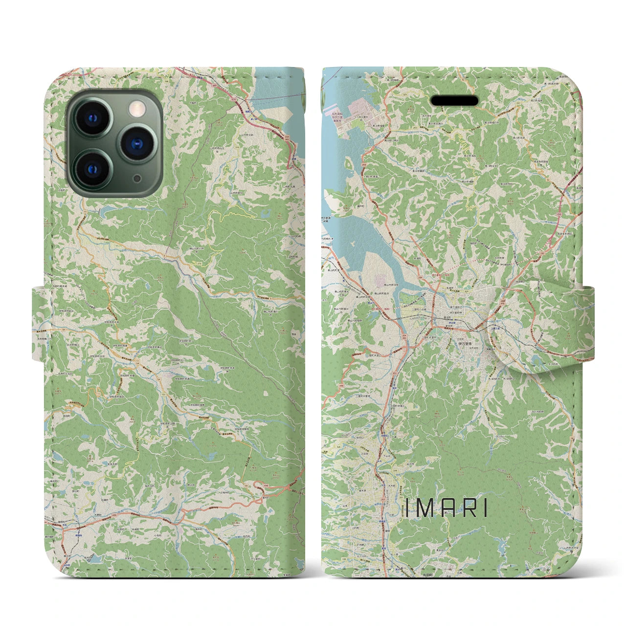 【伊万里(佐賀県)】地図柄iPhoneケース(手帳タイプ)ナチュラル・iPhone 11 Pro 用