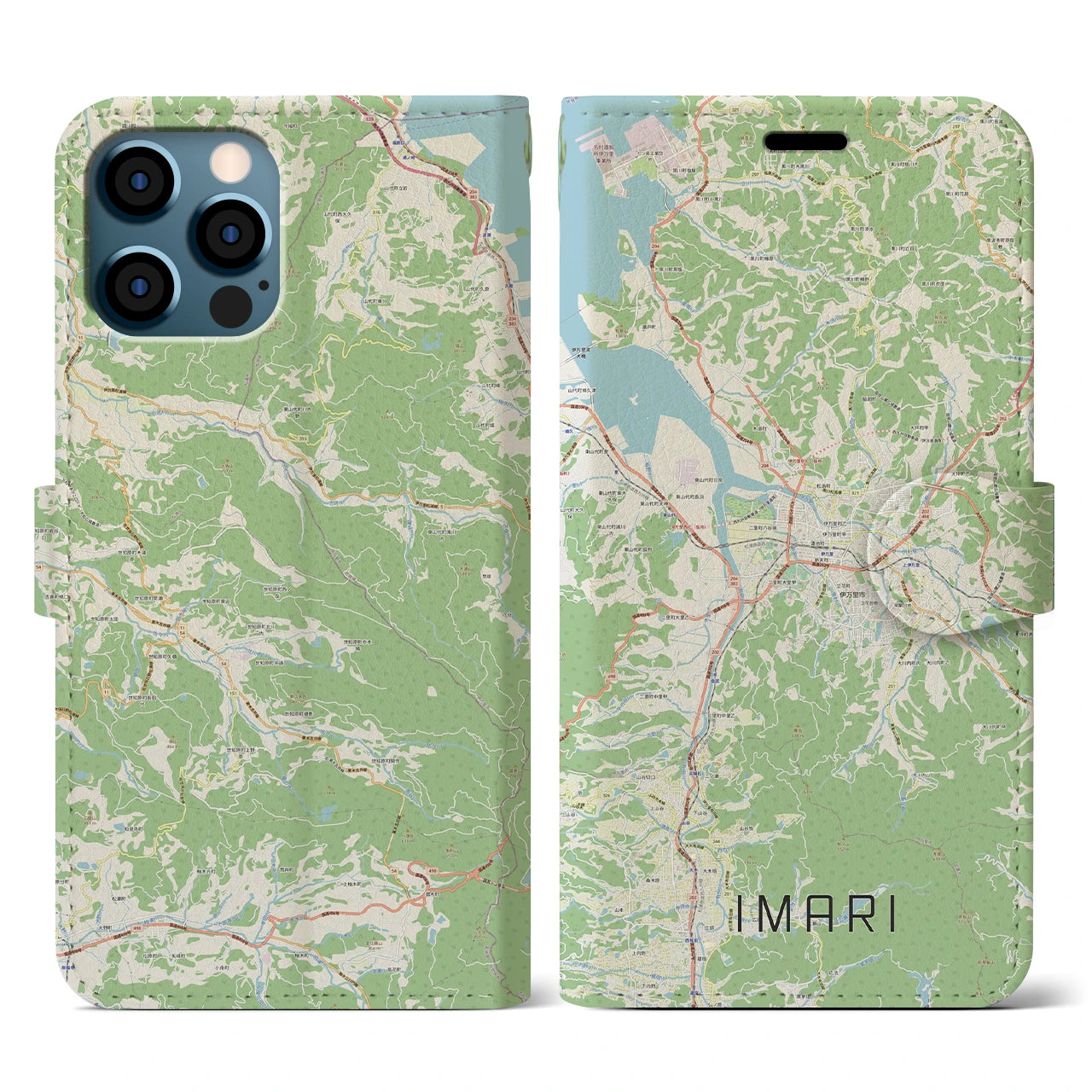 【伊万里(佐賀県)】地図柄iPhoneケース(手帳タイプ)ナチュラル・iPhone 12 / 12 Pro 用