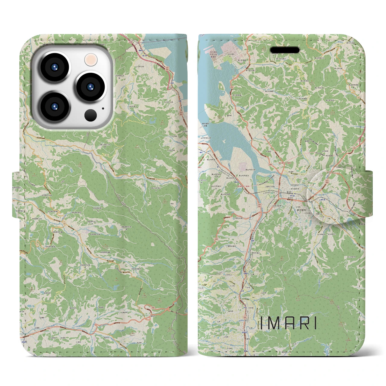 【伊万里(佐賀県)】地図柄iPhoneケース(手帳タイプ)ナチュラル・iPhone 13 Pro 用