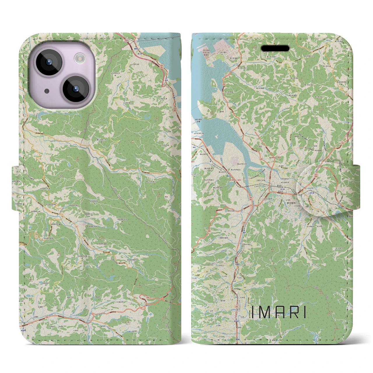 【伊万里(佐賀県)】地図柄iPhoneケース(手帳タイプ)ナチュラル・iPhone 14 用