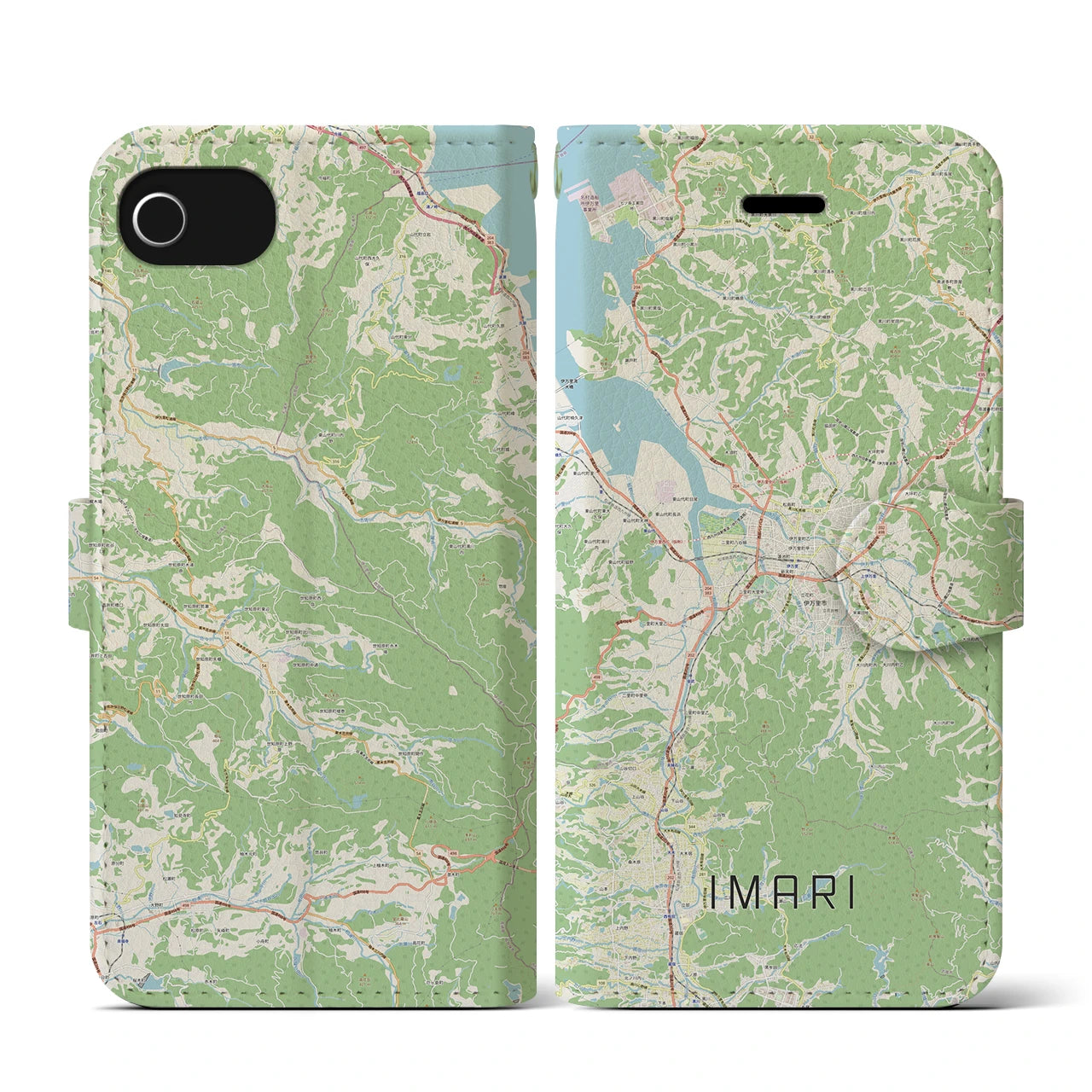 【伊万里(佐賀県)】地図柄iPhoneケース(手帳タイプ)ナチュラル・iPhone SE(第3 / 第2世代) / 8 / 7 / 6s / 6 用