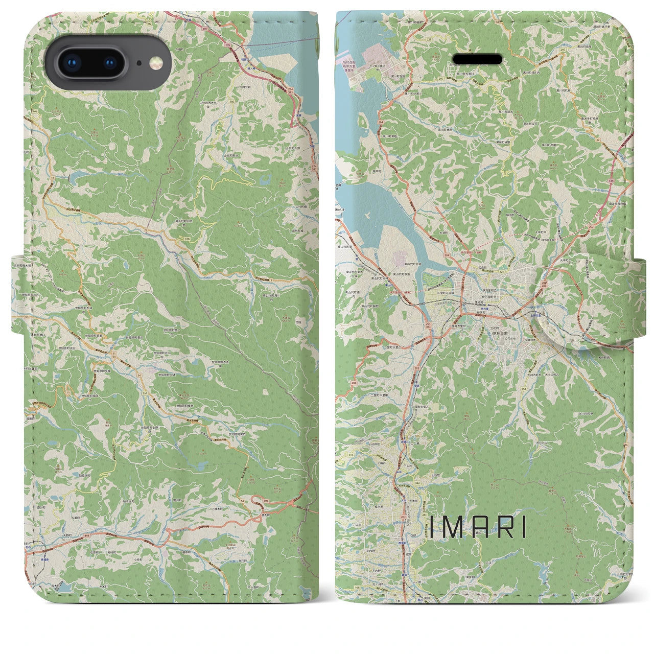 【伊万里(佐賀県)】地図柄iPhoneケース(手帳タイプ)ナチュラル・iPhone 8Plus /7Plus / 6sPlus / 6Plus 用
