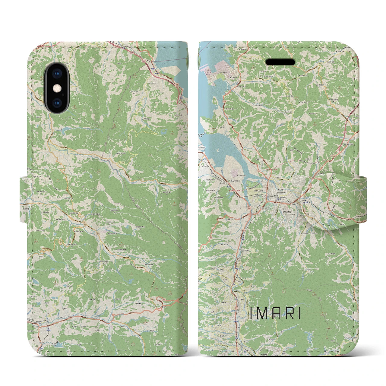 【伊万里(佐賀県)】地図柄iPhoneケース(手帳タイプ)ナチュラル・iPhone XS / X 用