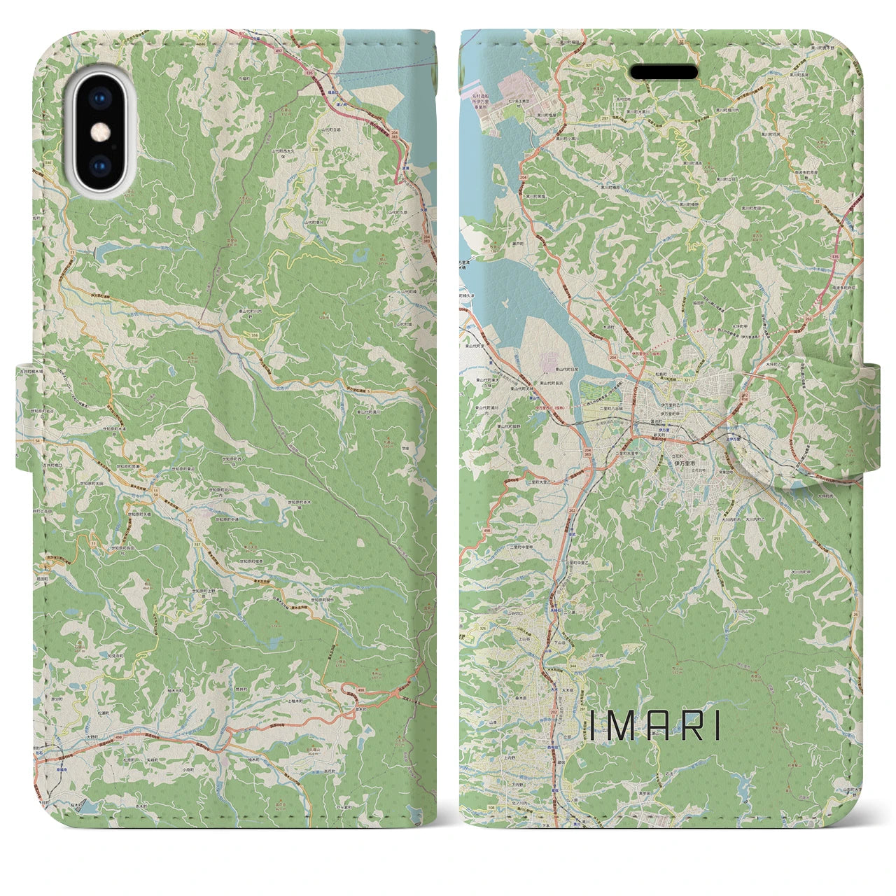 【伊万里(佐賀県)】地図柄iPhoneケース(手帳タイプ)ナチュラル・iPhone XS Max 用
