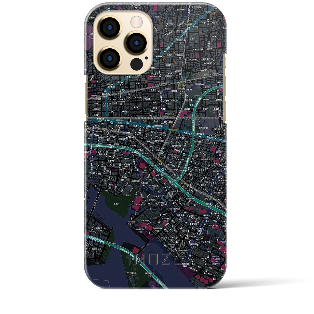 【今津(兵庫県)】地図柄iPhoneケース(バックカバータイプ)