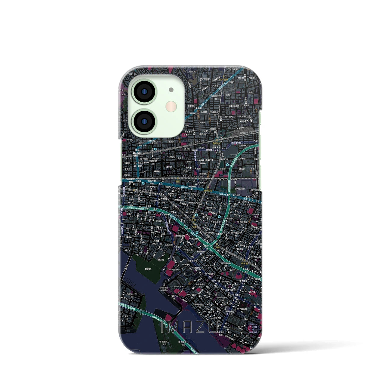 【今津(兵庫県)】地図柄iPhoneケース(バックカバータイプ)