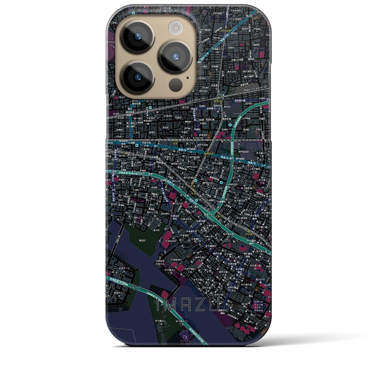 【今津(兵庫県)】地図柄iPhoneケース(バックカバータイプ)