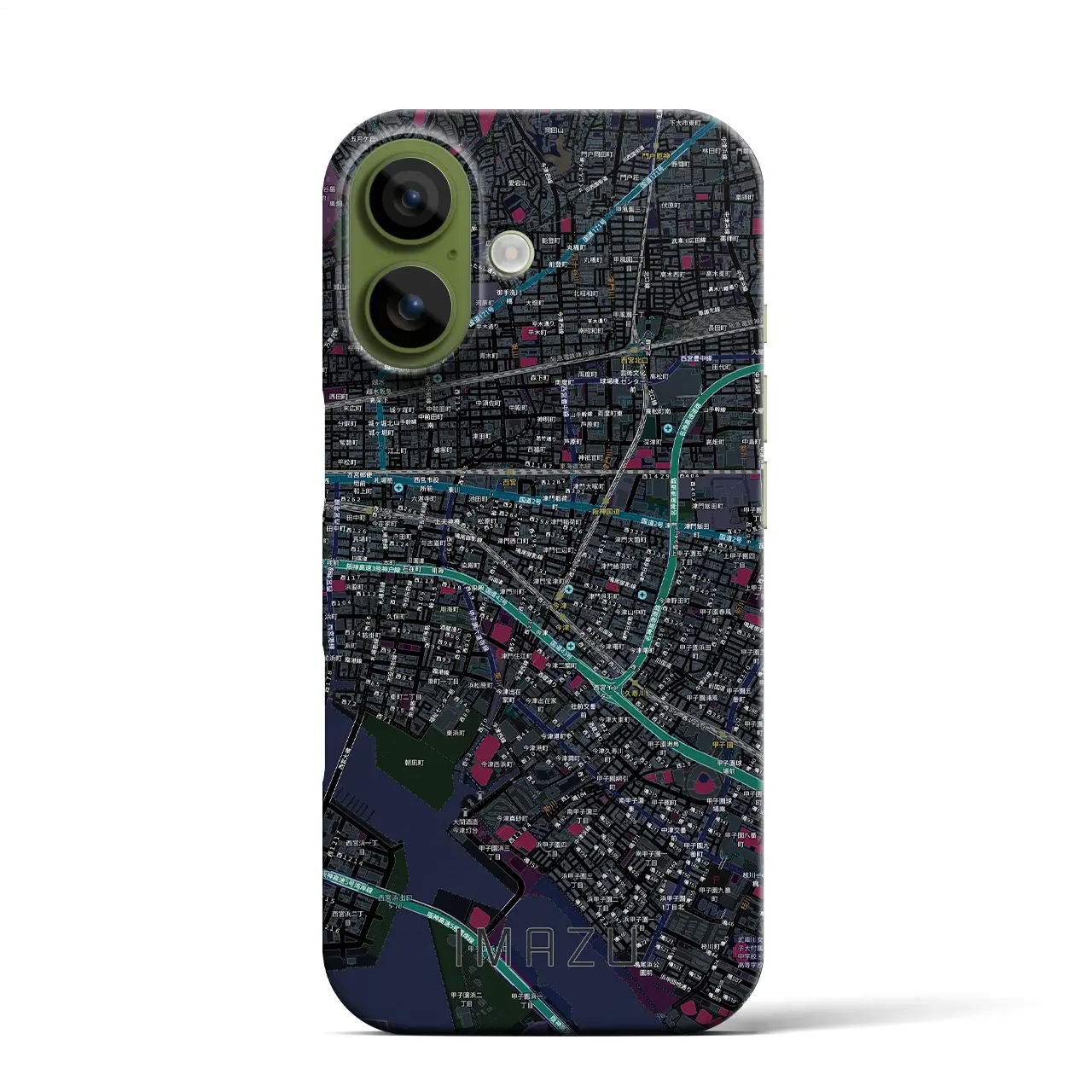 【今津(兵庫県)】地図柄iPhoneケース(バックカバータイプ)