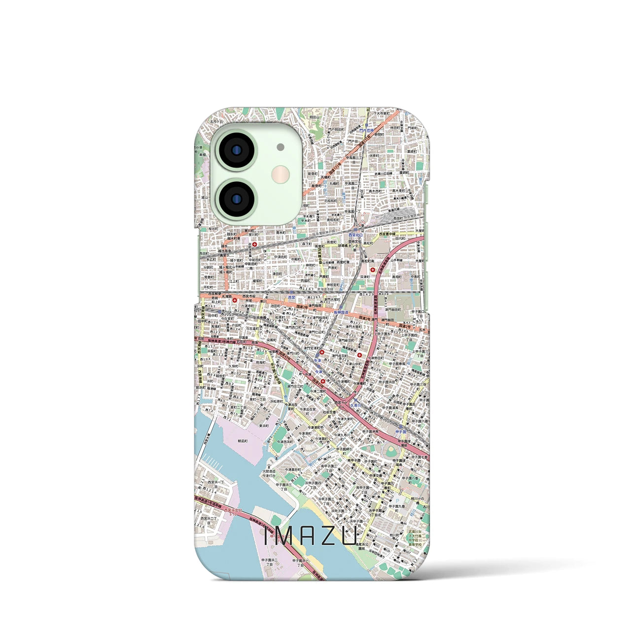 【今津(兵庫県)】地図柄iPhoneケース(バックカバータイプ)