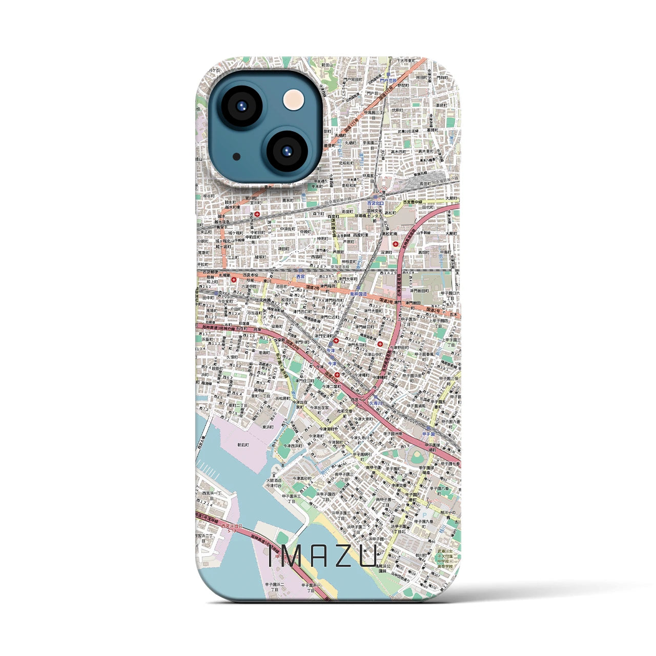 【今津(兵庫県)】地図柄iPhoneケース(バックカバータイプ)