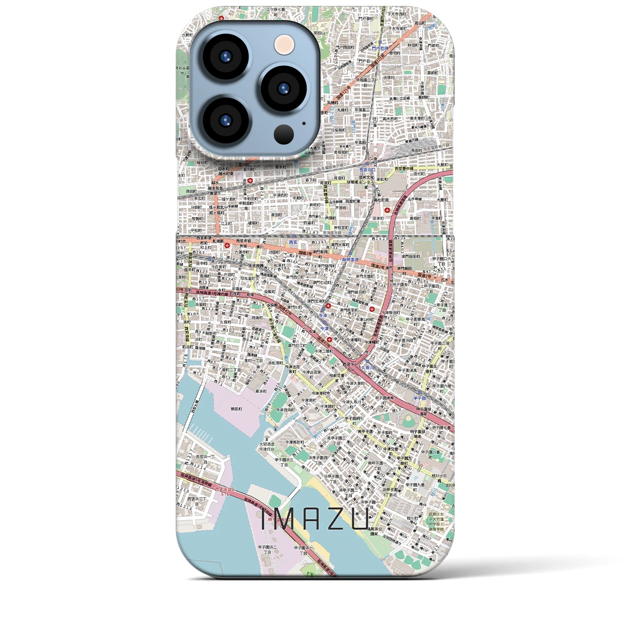 【今津(兵庫県)】地図柄iPhoneケース(バックカバータイプ)