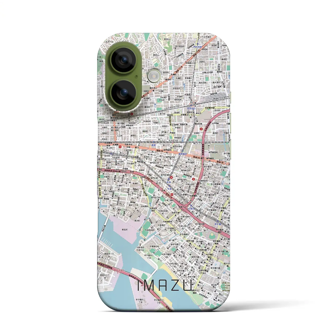 【今津(兵庫県)】地図柄iPhoneケース(バックカバータイプ)ブラック・iPhone 17 Pro Max 用