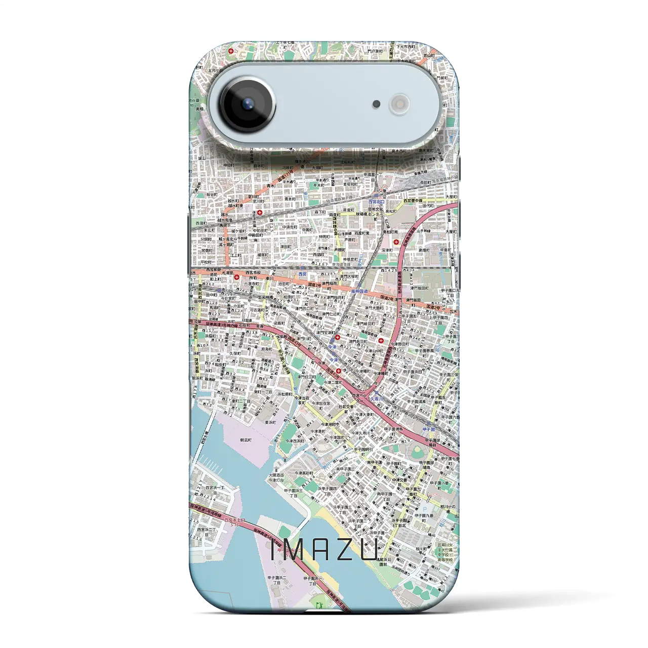 【今津(兵庫県)】地図柄iPhoneケース(バックカバータイプ)