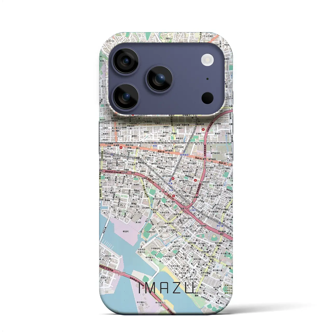 【今津(兵庫県)】地図柄iPhoneケース(バックカバータイプ)
