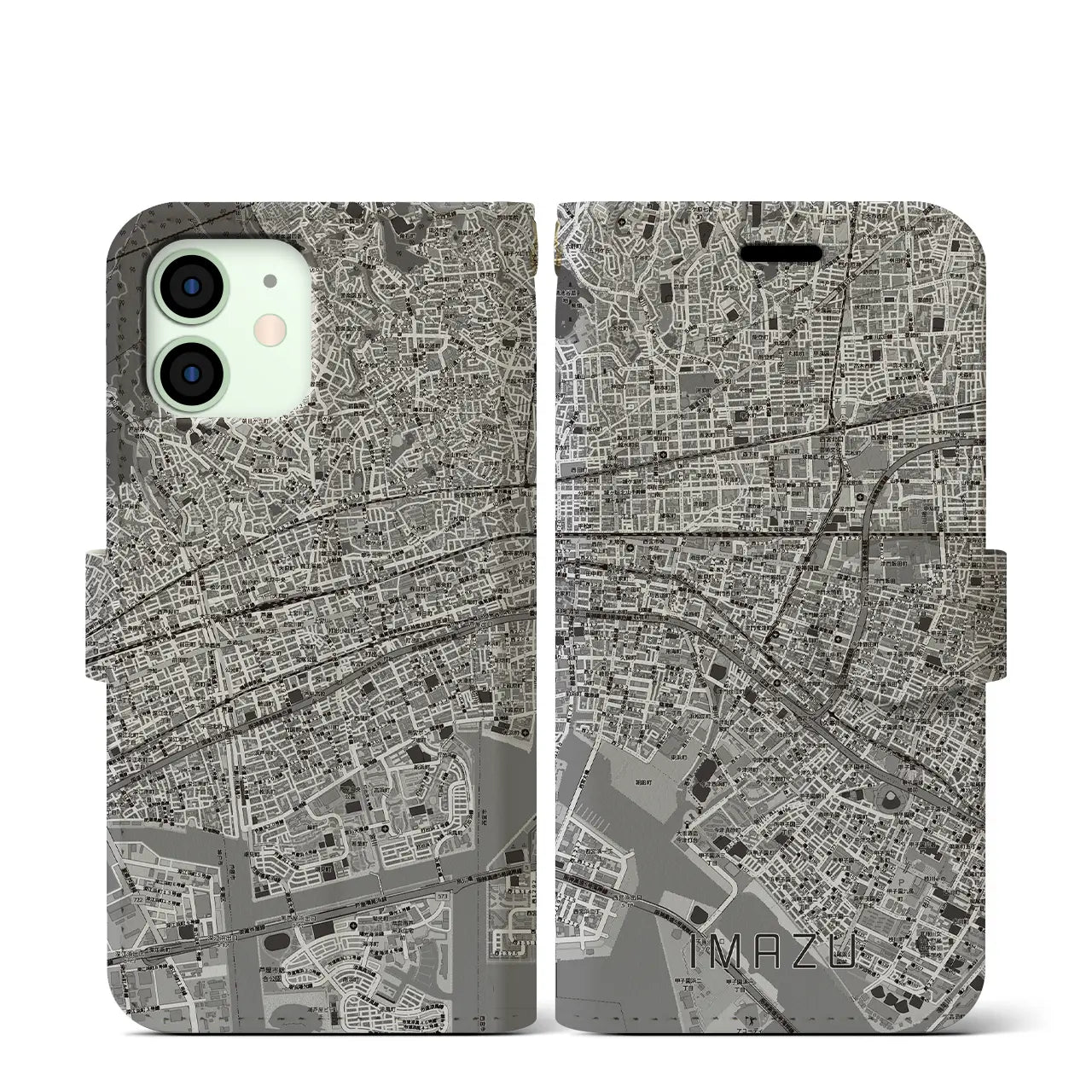 【今津(兵庫県)】地図柄iPhoneケース(手帳タイプ)