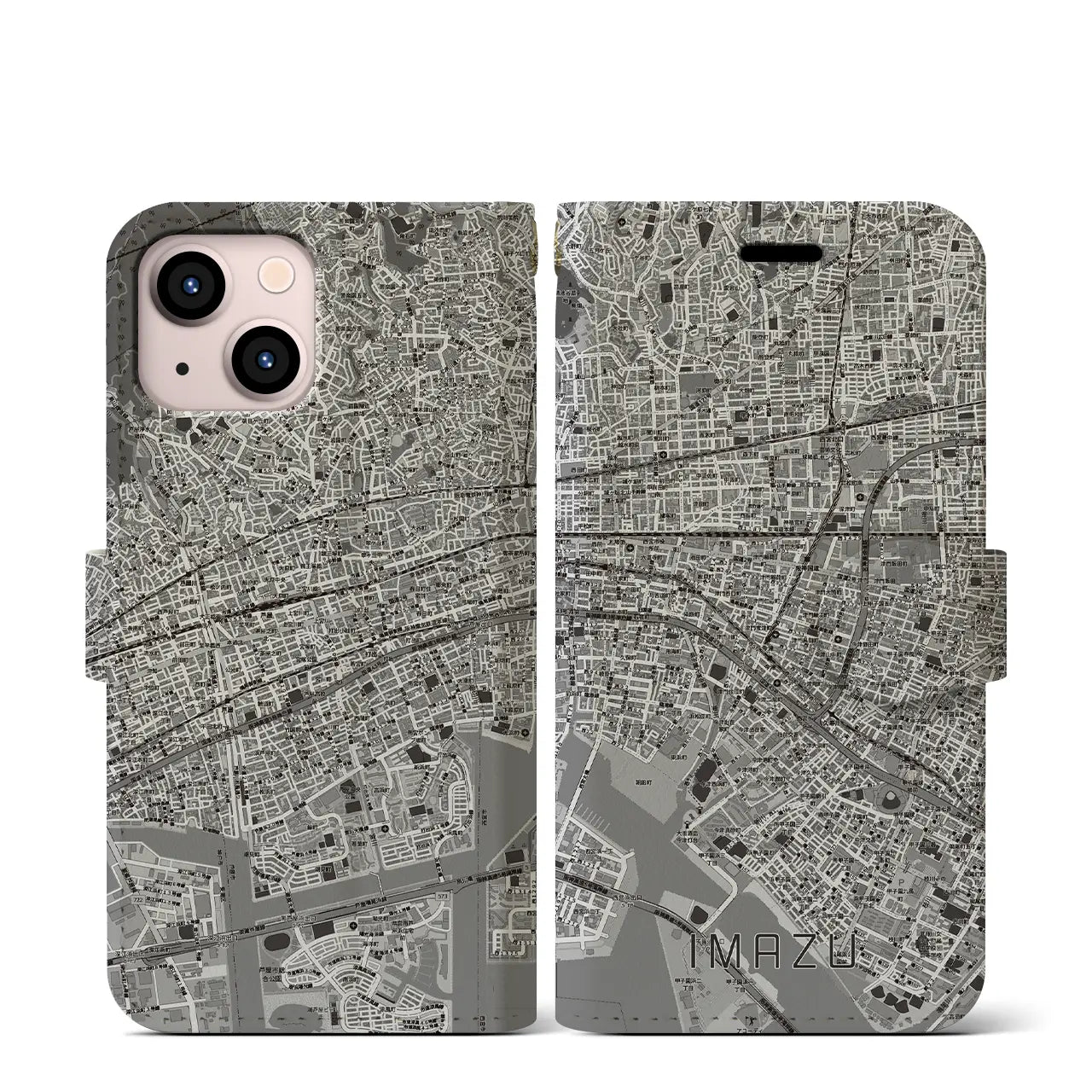 【今津(兵庫県)】地図柄iPhoneケース(手帳タイプ)
