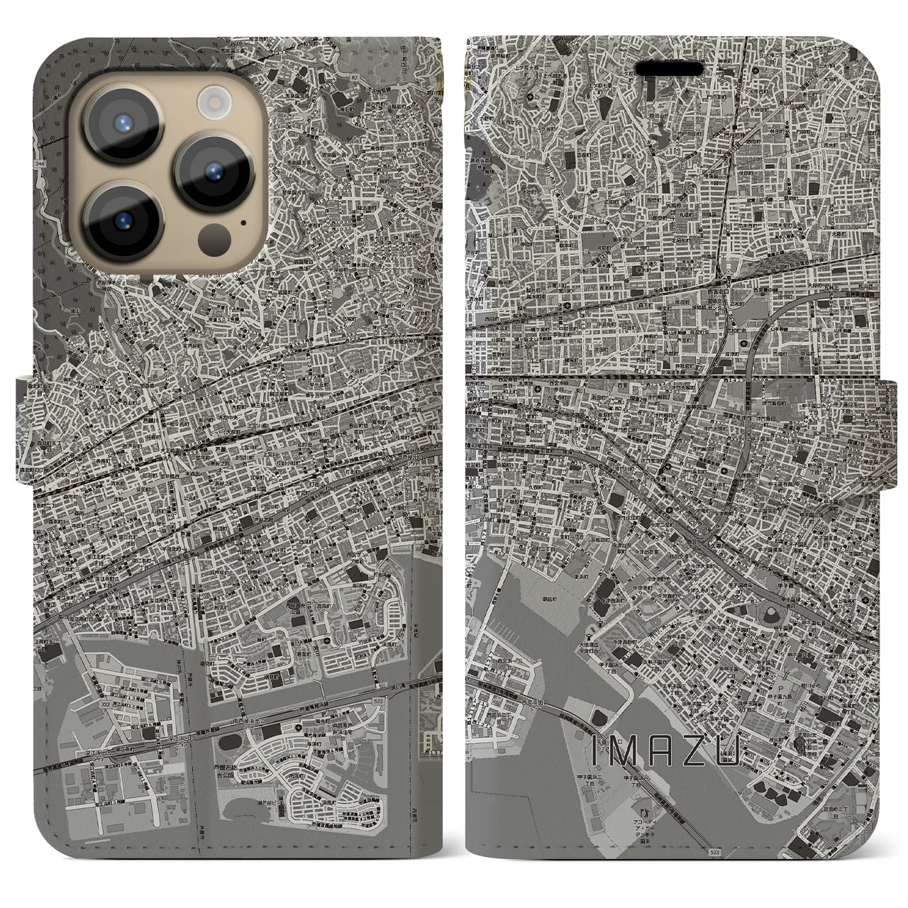 【今津(兵庫県)】地図柄iPhoneケース(手帳タイプ)