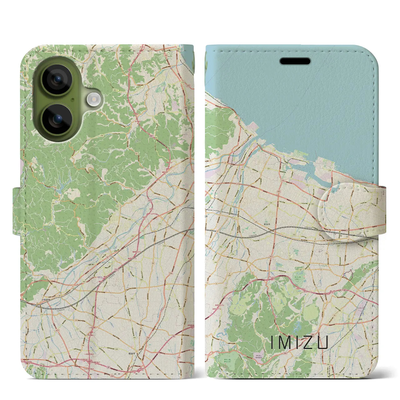 【射水(富山県)】地図柄iPhoneケース(手帳タイプ)