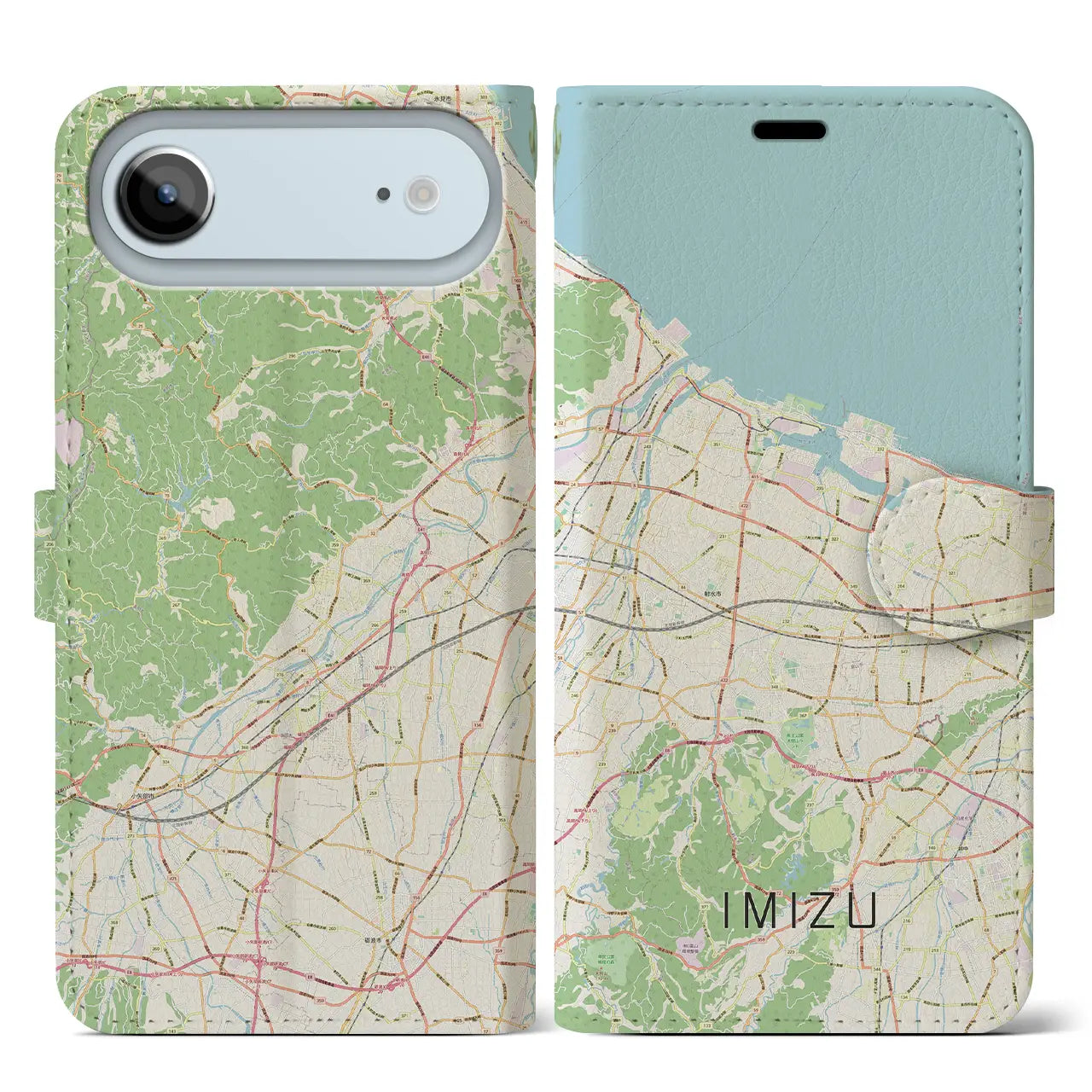 【射水(富山県)】地図柄iPhoneケース(手帳タイプ)