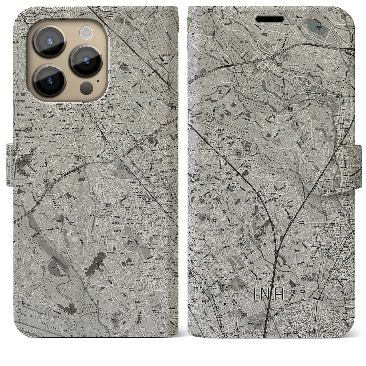 【伊奈(埼玉県)】地図柄iPhoneケース(手帳タイプ)