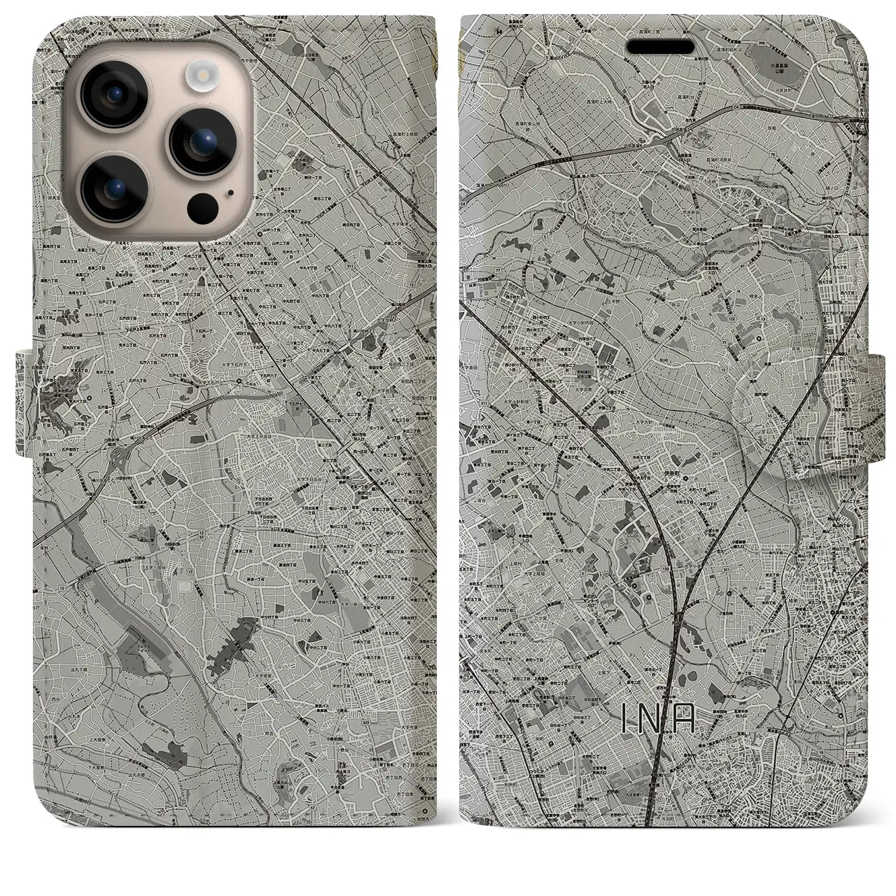 【伊奈(埼玉県)】地図柄iPhoneケース(手帳タイプ)