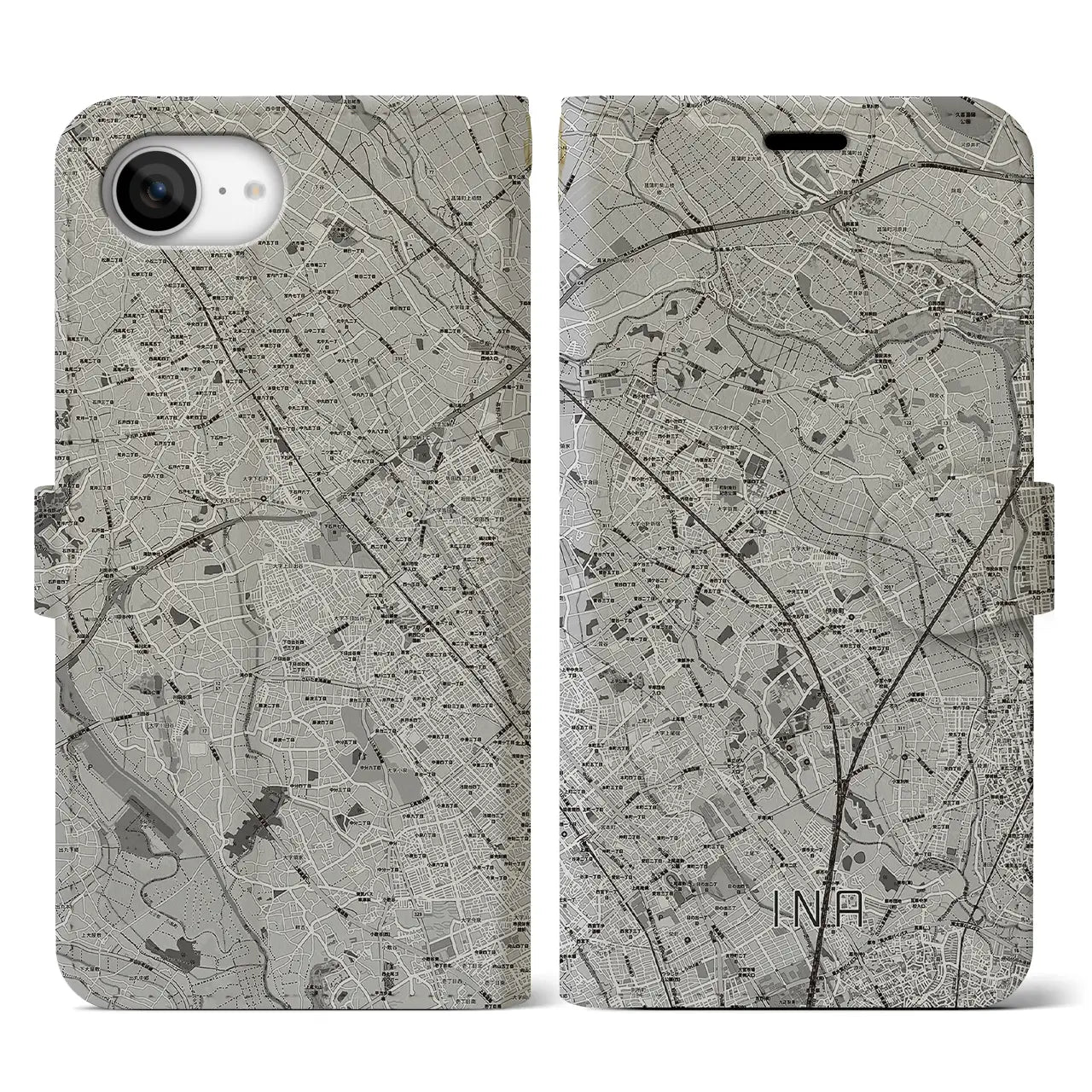 【伊奈(埼玉県)】地図柄iPhoneケース(手帳タイプ)