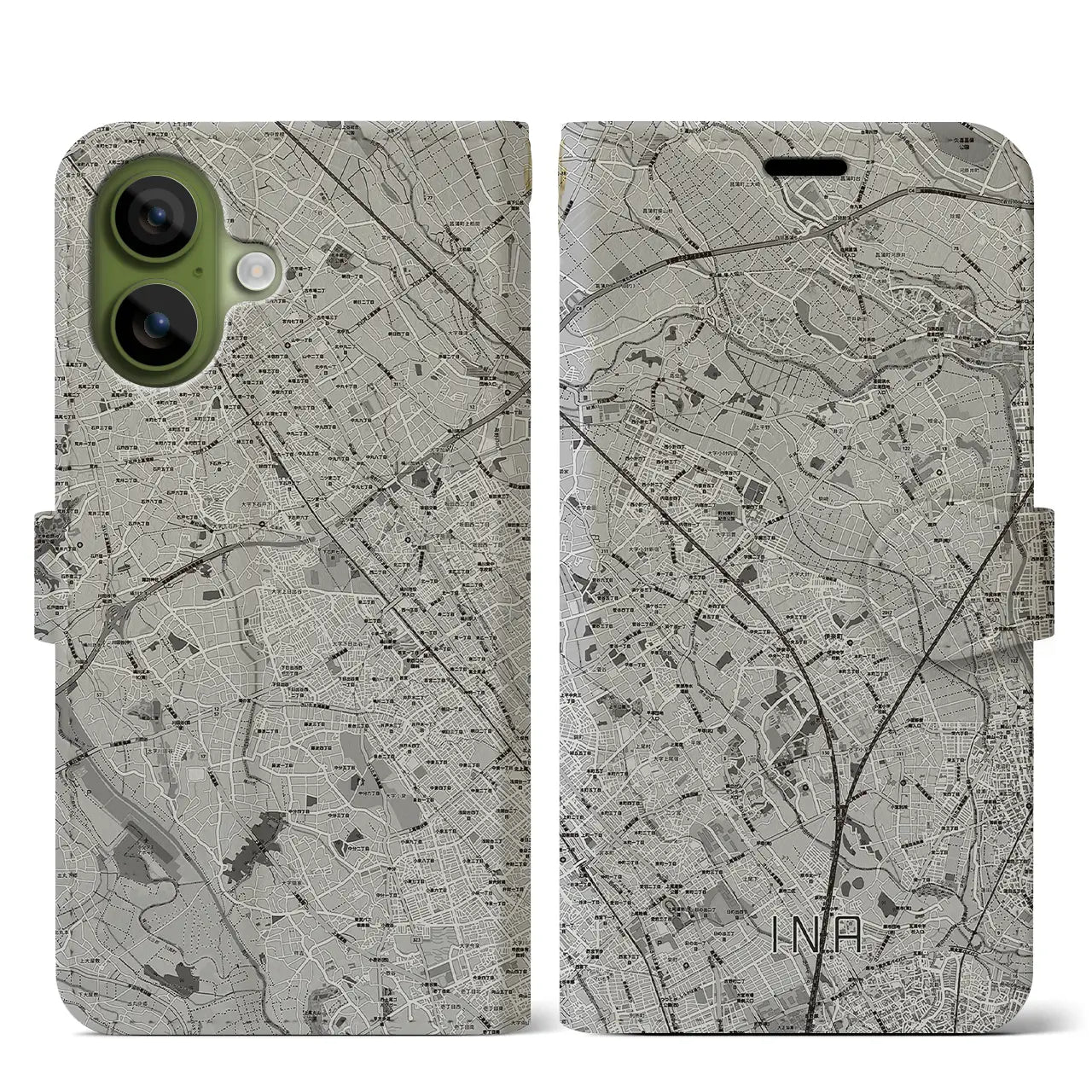 【伊奈(埼玉県)】地図柄iPhoneケース(手帳タイプ)