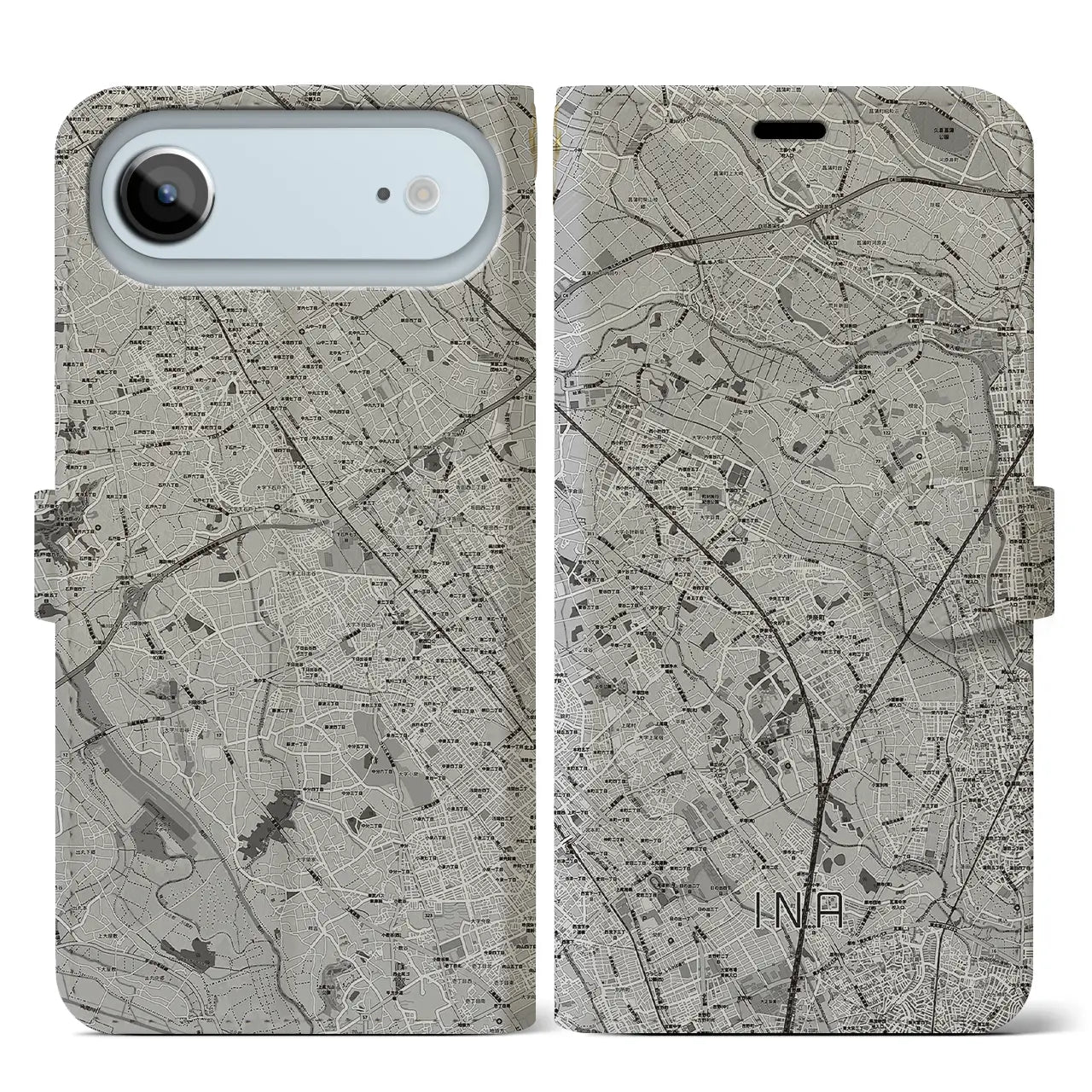 【伊奈(埼玉県)】地図柄iPhoneケース(手帳タイプ)