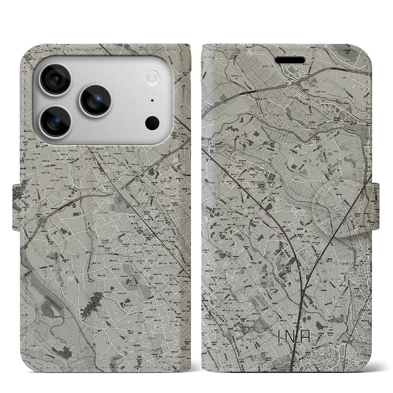 【伊奈(埼玉県)】地図柄iPhoneケース(手帳タイプ)