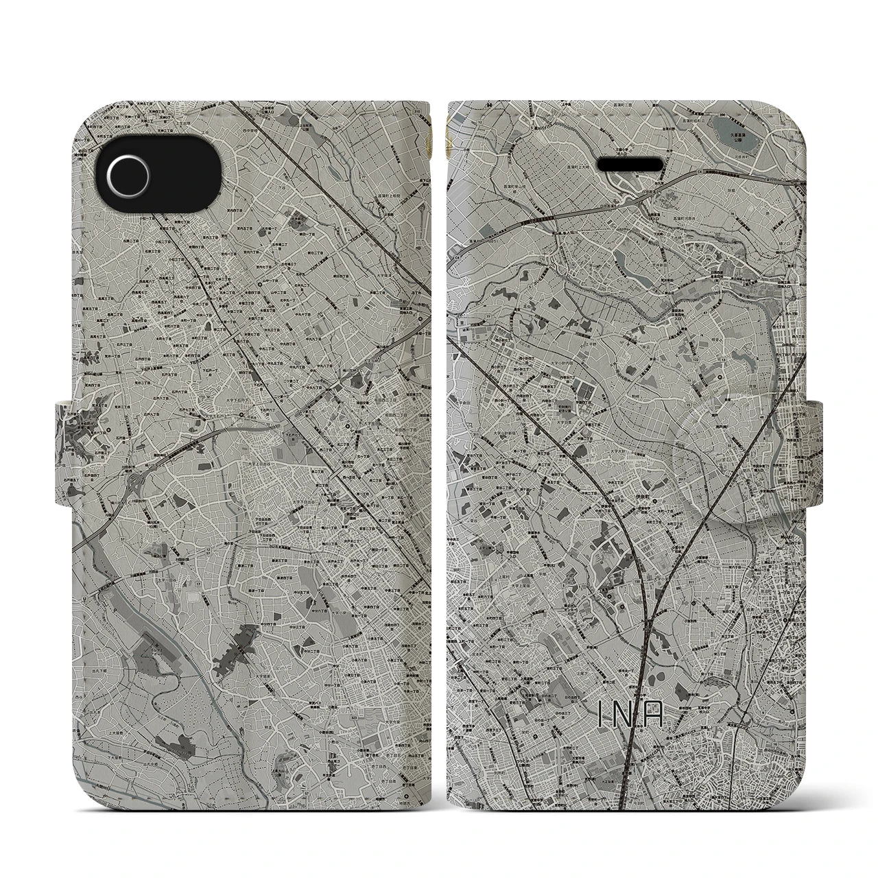 【伊奈(埼玉県)】地図柄iPhoneケース(手帳タイプ)