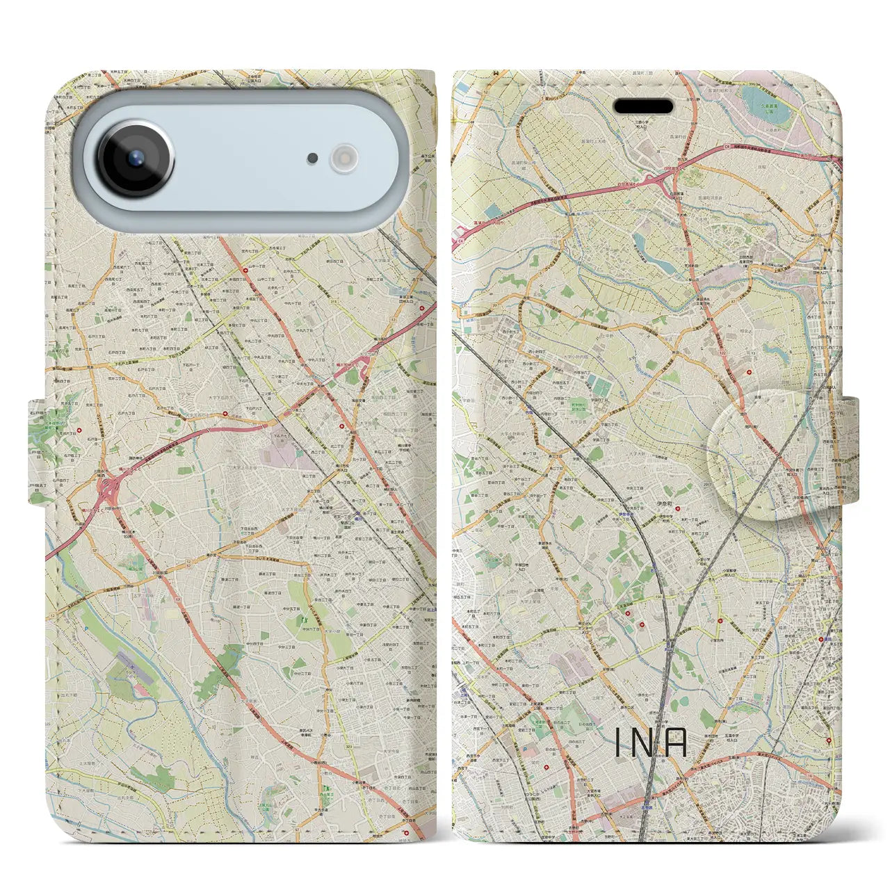 【伊奈(埼玉県)】地図柄iPhoneケース(手帳タイプ)