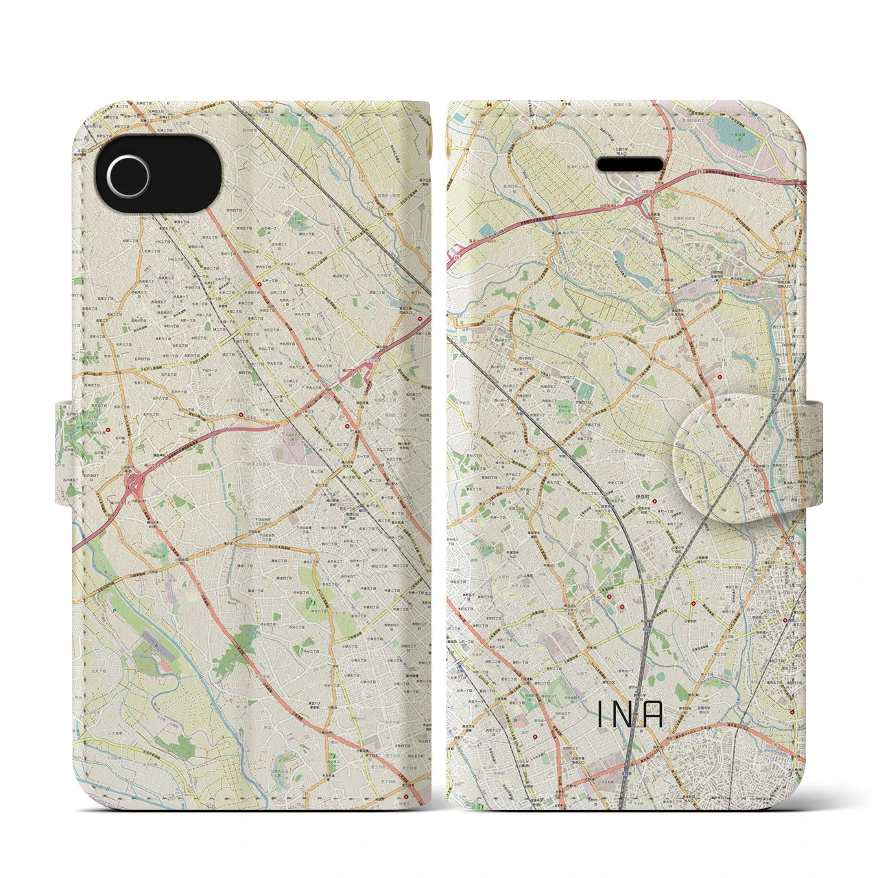 【伊奈(埼玉県)】地図柄iPhoneケース(手帳タイプ)