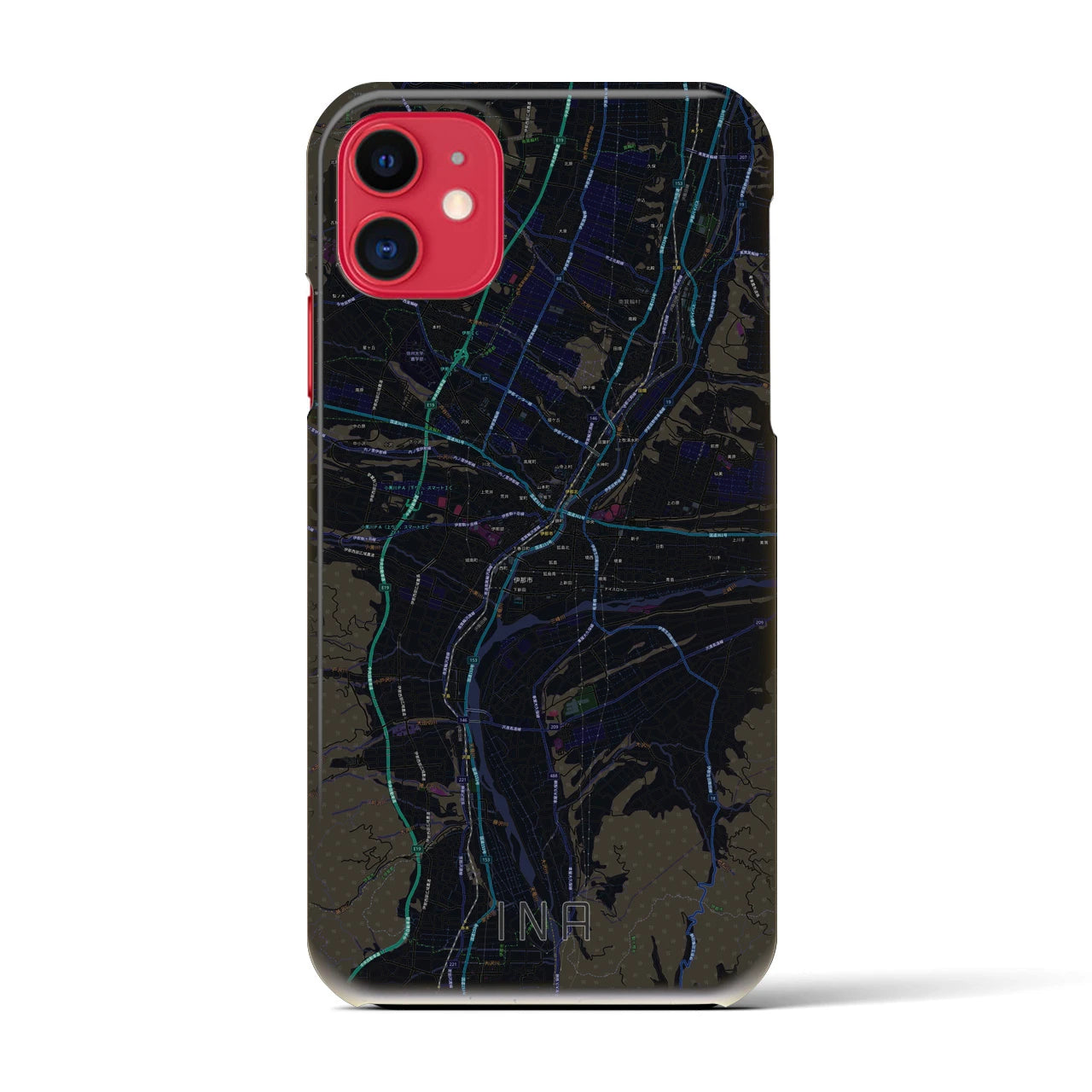 【伊那(長野県)】地図柄iPhoneケース(バックカバータイプ)