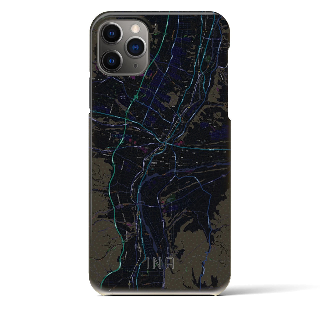 【伊那(長野県)】地図柄iPhoneケース(バックカバータイプ)