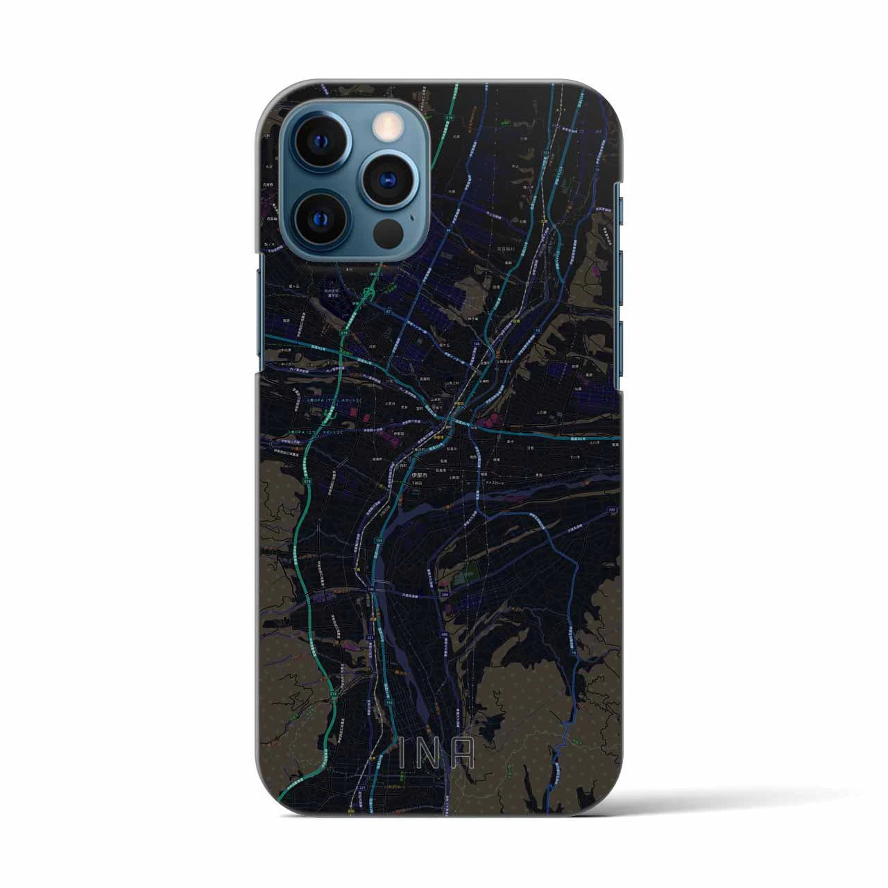 【伊那(長野県)】地図柄iPhoneケース(バックカバータイプ)