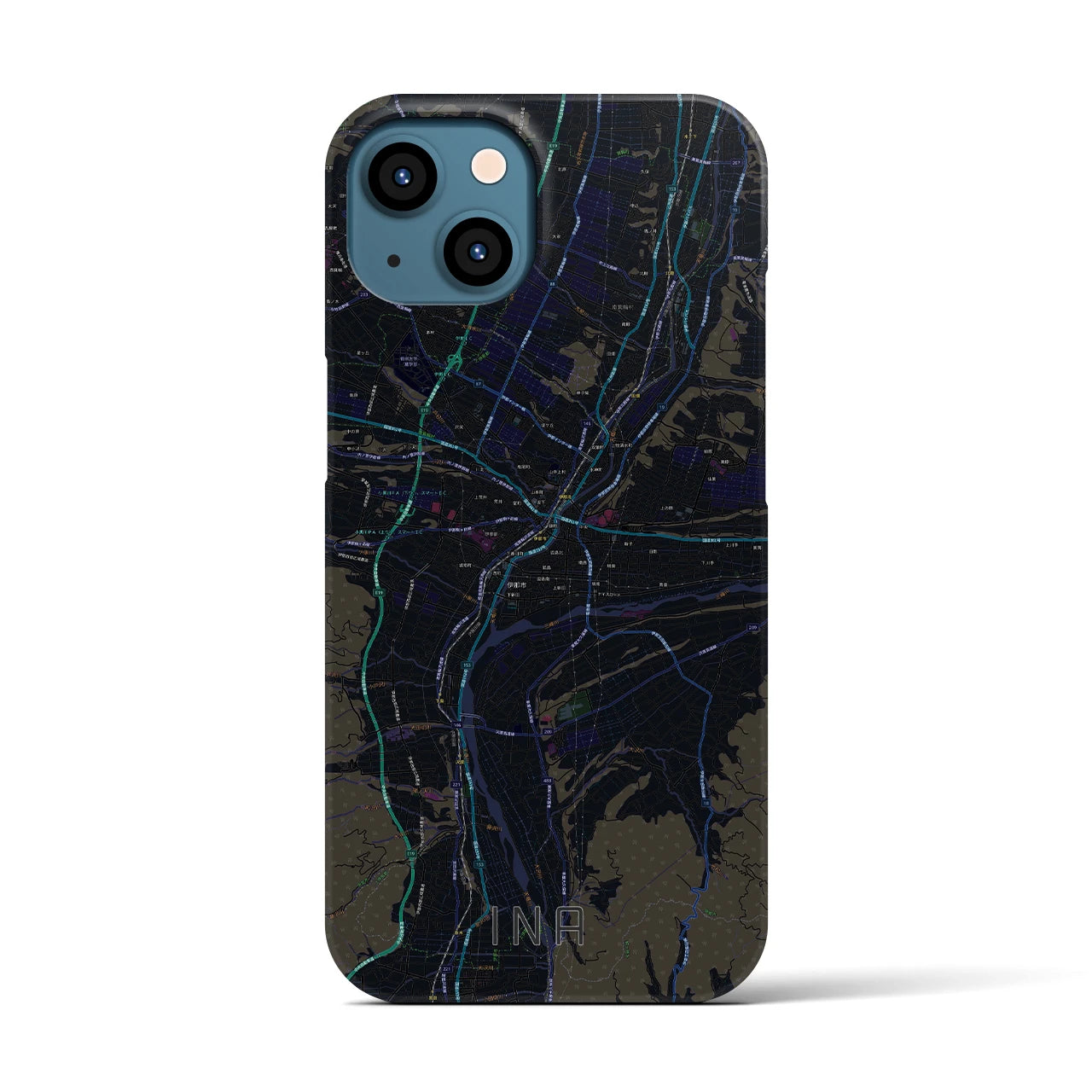 【伊那(長野県)】地図柄iPhoneケース(バックカバータイプ)